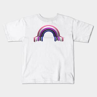 Gender Fluid Pride Flag 3D Drip Rainbow Design Kids T-Shirt